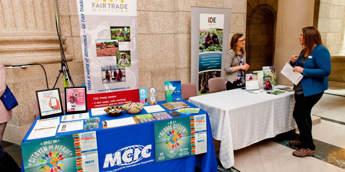 MCIC display tables at Manitoba Legislature